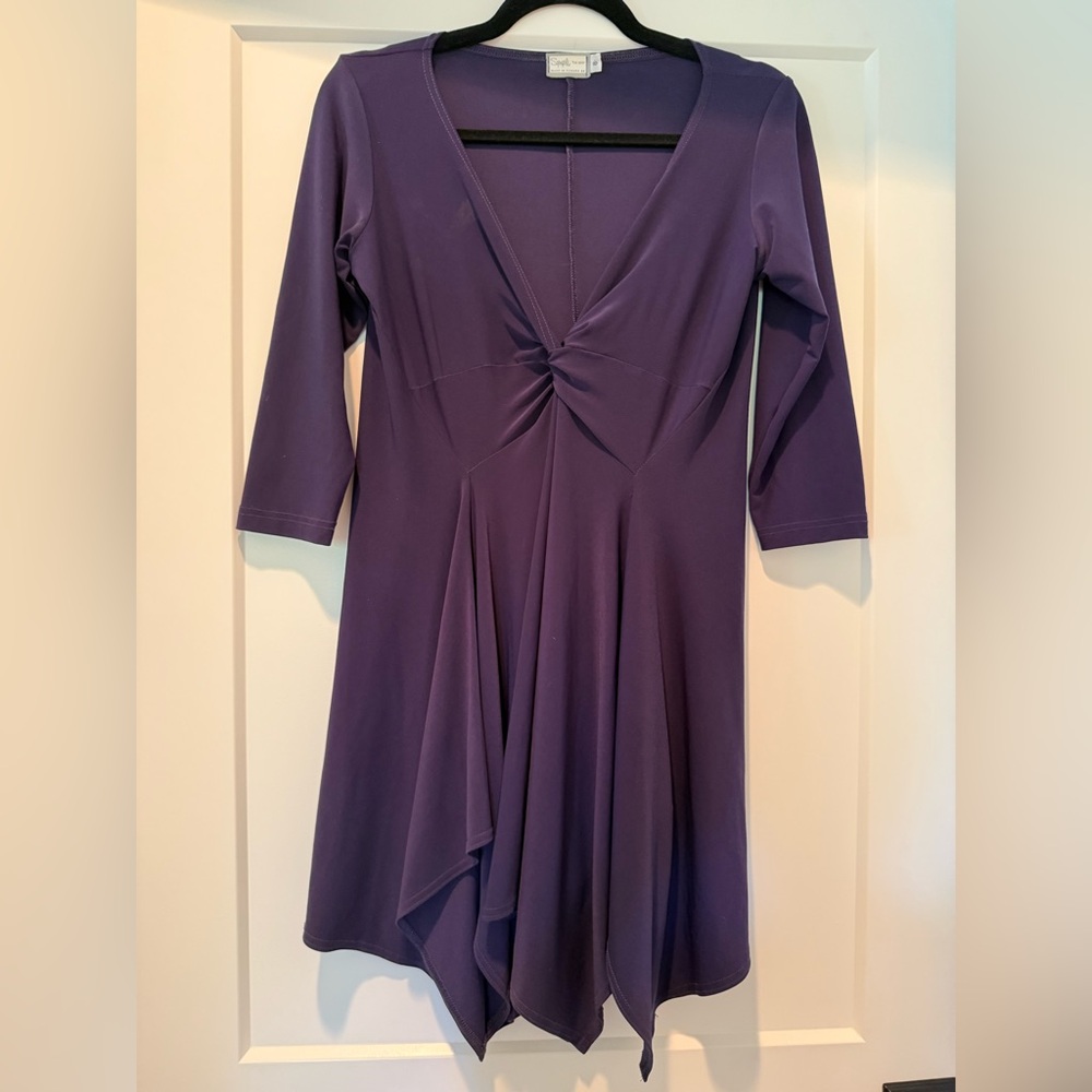 Sympli Asymmetrical Dress in Deep Purple